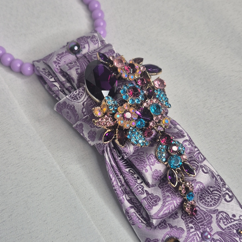 Handcrafted Luxury Fashion Necktie Necklace ๐ฟ (PURPLE - LICIOUS) - Picture 9 of 14